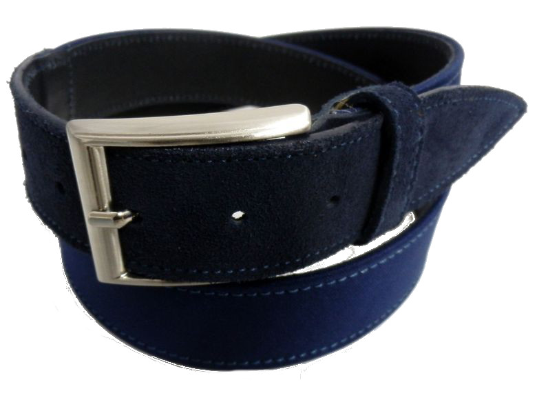 Suede belt + cloth - Blue - mm 40